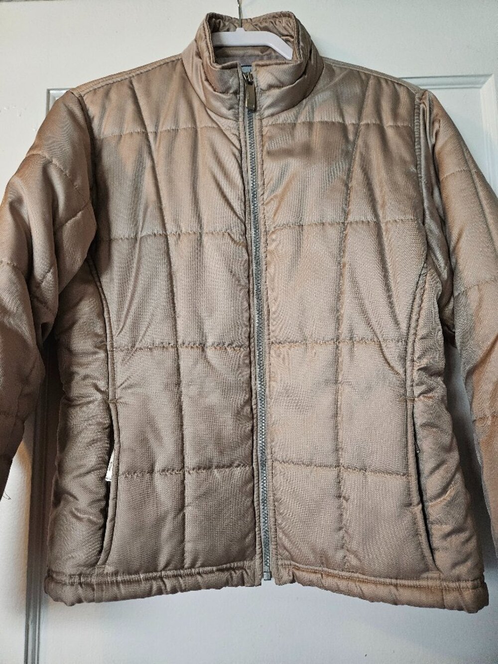 Vintage Spyder Metallic Tan Quilted Puffer Jacket Y2K Gorpcore M